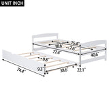 Twin Size Platform Bed with Twin Size Trundle, White WF313279AAK