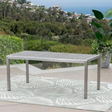 Coral Outdoor Aluminum Dining Table with Faux Wood Top, Gray Finish,Grey 60452.00
