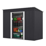 ZUN 4.2 x 9.1 Ft Outdoor Storage Shed, Metal Tool Shed with Lockable Doors Vents, Utility Garden Shed W2181P160699