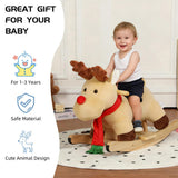 Kids Ride-On Rocking Horse Toy with Lullaby Song,Moose Rocking Toy with Hand Puppets and Safety Belt 86775418