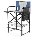 31" Tall Directors Chair with Footrest, 4Portable Bar Height Folding Camping Chair with Built-in Cup 12985219