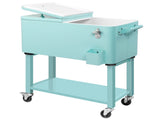 80 Quart Rolling Ice Chest, Portable Bar Drink Cooler with Catch Basin, Bottom 10515126