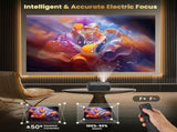 FUDONI Projector with WiFi 6 and Bluetooth Dual-way, Native 1080P 4K Support Outdoor Movie Projector 51249764
