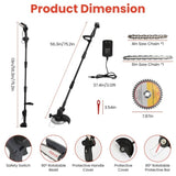 3-in-1 Cordless Electric Pole Saw & Mini Chainsaw & Grass Trimmer Kit with Adjustable Length 2Pcs 17963644