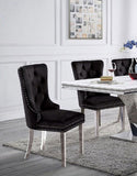 Contemporary Black Color Flannelette 2pcs Side Chairs Button-Tufted Upholstered Dining Chairs B011P208974