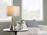 23" Contemporary Metal Table Lamp in Brushed Nickel and Grey Linen Shade from Grandview Gallery B202P224063