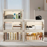 1 Piece Three Tier Folding Organizer with Lid and Door on Wheels, Collapsible Plastic Small 37538906