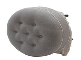 Yolanda 24" Round Upholstered Accent Ottoman, Light Gray Polyester with Ivory Trim B2719P238166