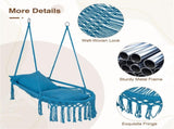 Navy Boho Macrame Hanging Swing Chair with 2 Padded Cushions, 330LBS Capacity Hammock Chair for 31600482
