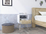 Haverson 1-Drawer 1-Shelf Nightstand White and Light Oak B06279999