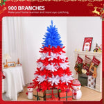 ZUN 6 FT Patriotic Artificial Christmas Tree, Hinged Tree 4th of July Patriotic Decorations with 900 92099137