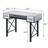 Antique White and Black Computer Desk with Keyboard Tray B062P184558