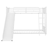 Metal Bunk Bed with Slide, Twin over Twin, White MF285671AAK