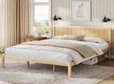 Platform Bed Frame with Headboard , Wood Slat Support , No Box Spring Needed ,King,Natural N709P425341N