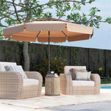 10 foot taupe terrace umbrella with solar powered LED lights and multi-layered ventilated roof 60207818
