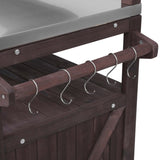 K&K 53.3" Outdoor Kitchen Island with Raised Shelf, Solid Wood Storage Cabinet with Stainless Steel N707P250628Z