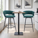 Two rotating bar stools with breathable cotton and linen soft cushions, in a retro green seat and W2920P281917