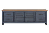 84 in TV Stand for TVs up to 90 inches, No Assembly Required, Corduroy Blue Finish B108P193070