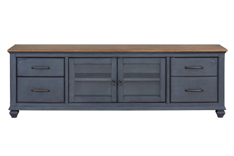 ZUN 84 in TV Stand for TVs up to 90 inches, No Assembly Required, Corduroy Blue Finish B108P193070