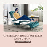 COOMORE Velvet Chaise Lounge Indoor,Button-Tufted Upholstered Chaise Lounge Chair with Pillow for W39538678