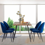 ZUN Dining Chair, Navy Blue Velvet, Metal Black legs, Set of 4 Side Chairs W116459159