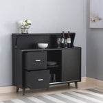 ZUN Buffet Cabinet, Coffee Bar with Storage Compartments, Two Drawers, Shelving with Sliding Door, Black B107130937