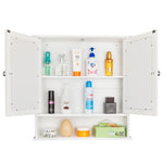 ZUN Double Door Mirror Indoor Bathroom Wall Mounted Cabinet Shelf White 74700543