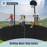 ZUN 14FT Trampoline for Kids with Safety Enclosure Net, Basketball Hoop and Ladder, Easy Assembly Round 60865523