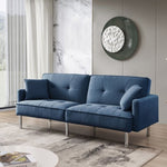 ZUN 84.6” Extra Long Futon Adjustable Sofa Bed, Modern Tufted Fabric Folding Daybed Guest Bed, B082111416