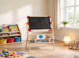 Double-Sided Kids Art Easel, 360&deg Rotating Easel with Magnetic Whiteboard, Chalkboard and Storage 98179748