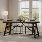 ZUN Homeros Solid Wood Top Metal Base Dining Table 57239.00BLK