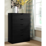 ZUN Modern black five drawer clothes and storage chest cabinet with metal drawer glides B107P173529