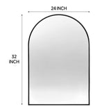 24x32 Inch Black Metal Framed Arched Bathrrom Mirror for Wall. W2203P303822