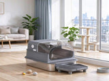 XXL Enclosed Stainless Steel Cat Litter Box, Flip Lid HighSided Pan with Step, Metal Scoop & 2 T3971P611941