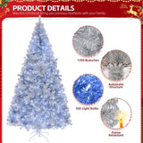 8 FT Pre-lit Artificial Christmas Tree, Hinged Xmas Pine Tree with 1350 Branch Tips, 500 Lights and 09538432