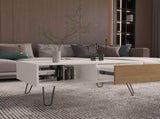 Coffee Table, 1 Drawer, 1 Shelf, White / Natural Oak B097P262379
