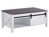 Lift Top Coffee Table with Sliding Barn Door, Farmhouse X Side Design, Hidden 57205661
