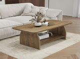 47 inch modern living room coffee table, double-layer rectangular coffee table with storage W1727P356434