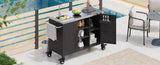 K&K 55.5" Kitchen Island with Sink, Metal Grill Cart Table with 304 Stainless Steel Sink, N707P270780B