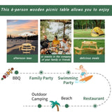 Outdoor 6 Person Picnic Table, 6 person Round Picnic Table with 3 Built-in Benches, Umbrella Hole, W2275P149762