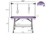 36" Folding Dog Pet Grooming Table Stainless Steel Frame Rubber Mat on Board with Adjustable Arm and 25183616