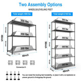 2 Pack 3 Tier Shelf Wire Shelving Unit, 2P-3TWL1848-B-LKJ W1550127378