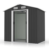 6 x 4 FT Outdoor Storage Shed, Metal Garden Storage House with Slanted Roof & Double Sliding Doors 10356971