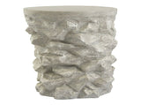 Grey Round Faux Stacked Stone MGO Side Table, Pre-Assembled Non-KD Accent End Table, 80 LBS Weight N770P473008G