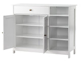 Double-Door Bathroom Cabinet with 2, Adjustable Panels, 1 Drawer and 3 Side Shelves, White 21280126