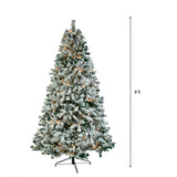 6 FT Pre-lit Snow Flocked Christmas Tree, Artificial Hinged Xmas Pine Tree with 800 Branch Tips, 300 26717243