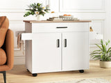 41.5" Rolling Kitchen Island Cart with Storage, White Kitchen Cart with Drawer Cabinet, Spice Rack 46052870