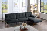 Black Polyfiber 1pc Adjustable Tufted Sofa Living Room Solid wood Legs Plush Couch HS00F8519-ID-AHD