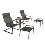 ZUN Outdoor Patio Bistro Set of 5, C Spring Motion Chair, All-Weather Conversation Armchair with Ottoman W1859113282