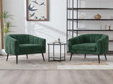 29.9'' Modern Upholstered Chenille Vanity Barrel Accent with Metal Legs, Channel Tufted Lounge W3118P328899